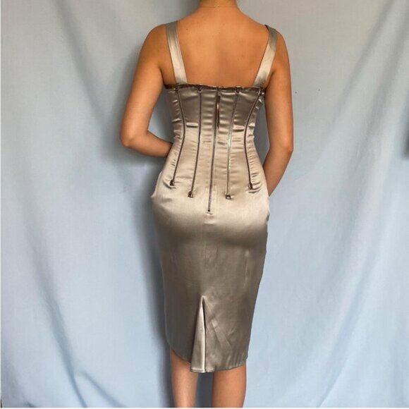 Vintage Dolce & Gabbana F/W 2007 Silver Zipper Dress sz 46 - Picture 6 of 16